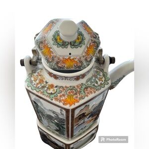 Vintage Seizan Japanese porcelain 9 piece set teapot 5 teacups 4 cups handles